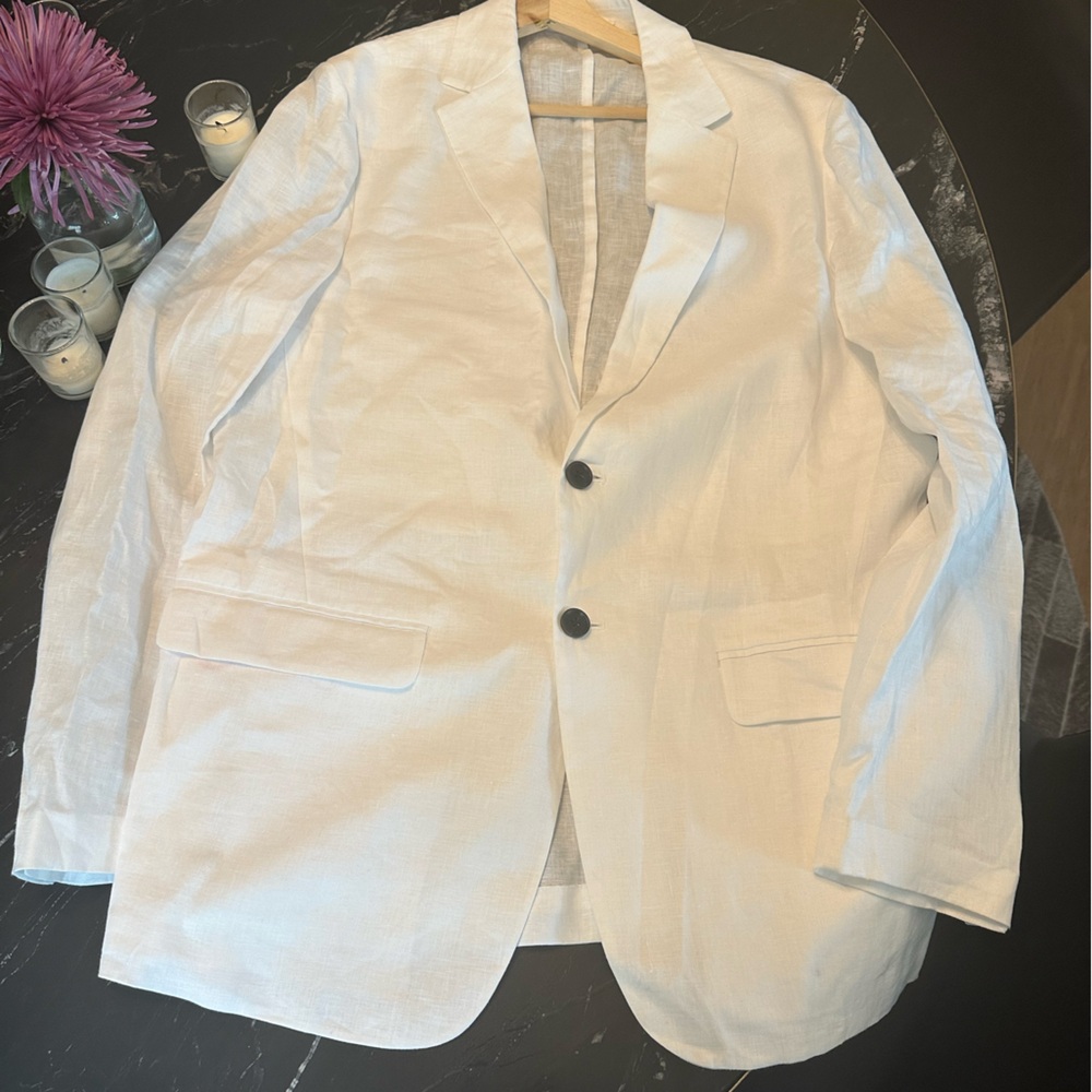 White Quince Linen Blazer Large